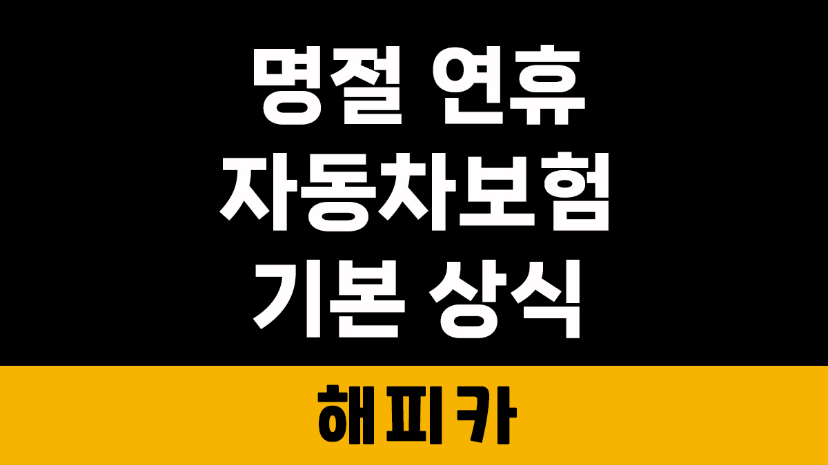 명절 연휴 자동차보험 상식
